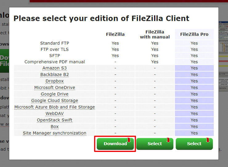 FilleZillaのダウンロード